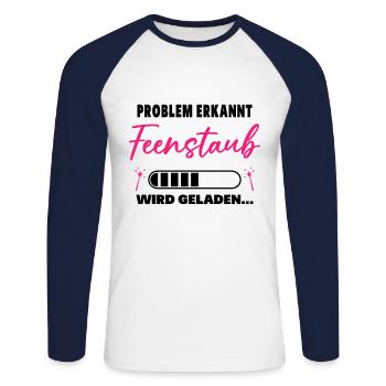 Problem erkannt Feenstaub wird geladen Fee Einhorn - Unisex Baseballshirt langarm - Weiß/Navy - Vorne - Nik (191cm)