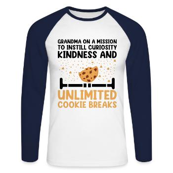 Retired Grandma Pensioner Pension Teacher Teach Re - Unisex Long Sleeve Baseball T-Shirt - white/navy - Front - Nik (191cm)