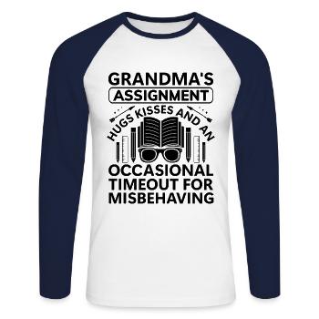 Retired Grandma Pensioner Pension Teacher Teach Re - Unisex Long Sleeve Baseball T-Shirt - white/navy - Front - Nik (191cm)