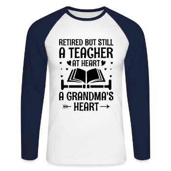 Retired Grandma Pensioner Pension Teacher Teach Re - Unisex Long Sleeve Baseball T-Shirt - white/navy - Front - Nik (191cm)