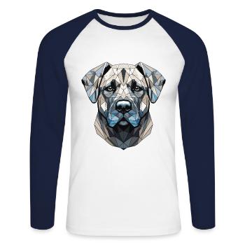 Portrait de chien Kangal - T-shirt baseball manches longues Homme - blanc/marine - Devant - Nik (191cm)
