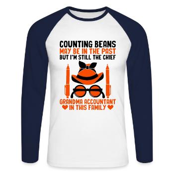 Pensionierte Oma Rentner Pension Buchhalter Bank - Unisex Baseballshirt langarm - Weiß/Navy - Vorne - Nik (191cm)