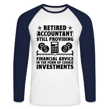 Pensionierte Oma Rentner Pension Buchhalter Bank - Unisex Baseballshirt langarm - Weiß/Navy - Vorne - Nik (191cm)