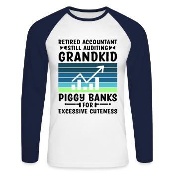 Pensionierte Oma Rentner Pension Buchhalter Bank - Unisex Baseballshirt langarm - Weiß/Navy - Vorne - Nik (191cm)