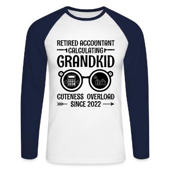 Pensionierte Oma Rentner Pension Buchhalter Bank - Unisex Baseballshirt langarm - Weiß/Navy - Vorne - Nik (191cm)