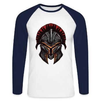 Spartan Warrior Sparta Helmet - Unisex Long Sleeve Baseball T-Shirt - white/navy - Front - Nik (191cm)