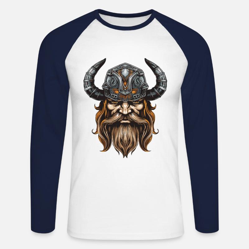 Wikinger Krieger Valhalla Odin - Unisex Baseballshirt langarm - Weiß/Navy