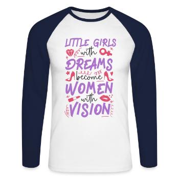 Petites filles féministes avec des rêves - T-shirt baseball manches longues Homme - blanc/marine - Devant - Nik (191cm)