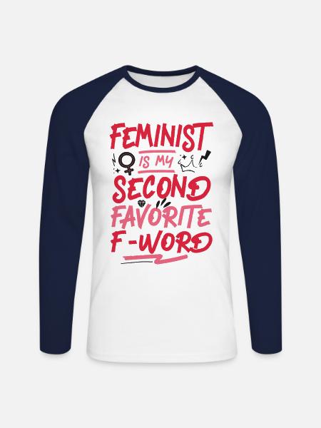 Feminist Feminist Is My Second - Unisex Long Sleeve Baseball T-Shirt - white/navy