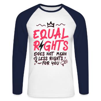 Feminist Equal Rights For Others - Unisex Baseballshirt langarm - Weiß/Navy - Vorne - Nik (191cm)