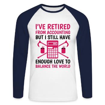 Pensionierte Oma Rentner Pension Buchhalter Bank - Unisex Baseballshirt langarm - Weiß/Navy - Vorne - Nik (191cm)