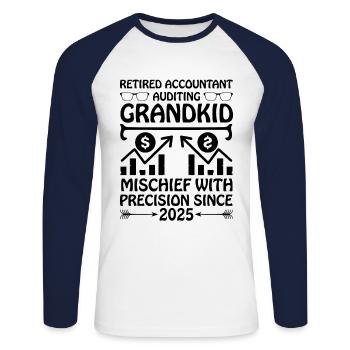 Pensionierte Oma Rentner Pension Buchhalter Bank - Unisex Baseballshirt langarm - Weiß/Navy - Vorne - Nik (191cm)