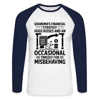 Pensionierte Oma Rentner Pension Buchhalter Bank - Unisex Baseballshirt langarm - Weiß/Navy - Vorne - Nik (191cm)