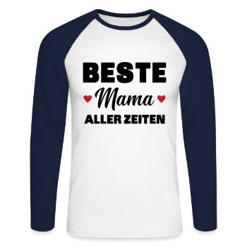 Beste Mutter aller Zeiten - Unisex Baseballshirt langarm - Weiß/Navy - Vorne - Nik (191cm)