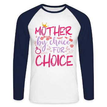 Mère féministe par choix pour - T-shirt baseball manches longues Homme - blanc/marine - Devant - Nik (191cm)