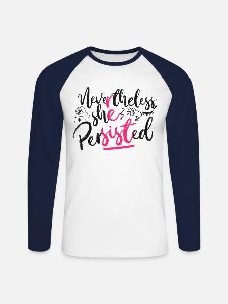Feminist Nevertheless She - Unisex Long Sleeve Baseball T-Shirt - white/navy