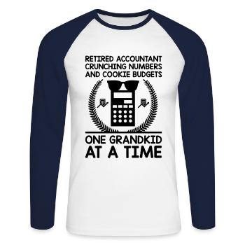 Pensionierte Oma Rentner Pension Buchhalter Bank - Unisex Baseballshirt langarm - Weiß/Navy - Vorne - Nik (191cm)