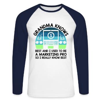 Pensionierte Oma Rentner Rentenvermarkter Marketi - Unisex Baseballshirt langarm - Weiß/Navy - Vorne - Nik (191cm)