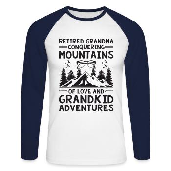 Pensionierte Oma Eroberung der Berge Ruhestand Pe - Unisex Baseballshirt langarm - Weiß/Navy - Vorne - Nik (191cm)