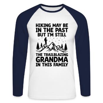 Randonnée Grand-mère retraitée Retraitée Pension Hiker Tre - T-shirt baseball manches longues Homme - blanc/marine - Devant - Nik (191cm)
