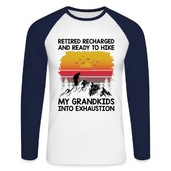 Randonnée Grand-mère retraitée Retraitée Pension Hiker Tre - T-shirt baseball manches longues Homme - blanc/marine - Devant - Nik (191cm)
