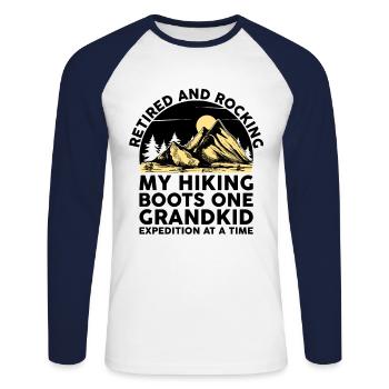 Randonnée Grand-mère retraitée Retraitée Pension Hiker Tre - T-shirt baseball manches longues Homme - blanc/marine - Devant - Nik (191cm)