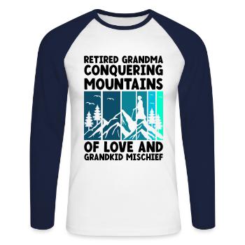 Randonnée Grand-mère retraitée Retraitée Pension Hiker Tre - T-shirt baseball manches longues Homme - blanc/marine - Devant - Nik (191cm)