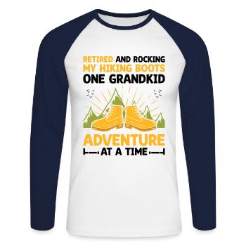 Randonnée Grand-mère retraitée Retraitée Pension Hiker Tre - T-shirt baseball manches longues Homme - blanc/marine - Devant - Nik (191cm)