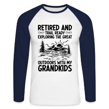 Randonnée Grand-mère retraitée Retraitée Pension Hiker Tre - T-shirt baseball manches longues Homme - blanc/marine - Devant - Nik (191cm)
