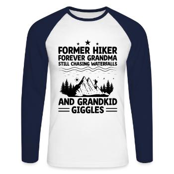 Randonnée Grand-mère retraitée Retraitée Pension Hiker Tre - T-shirt baseball manches longues Homme - blanc/marine - Devant - Nik (191cm)