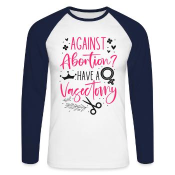 Féministe contre l’avortement ? Avoir un - T-shirt baseball manches longues Homme - blanc/marine - Devant - Nik (191cm)