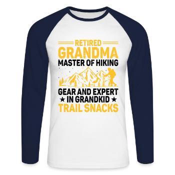 Randonnée Grand-mère retraitée Retraitée Pension Hiker Tre - T-shirt baseball manches longues Homme - blanc/marine - Devant - Nik (191cm)