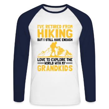 Randonnée Grand-mère retraitée Retraitée Pension Hiker Tre - T-shirt baseball manches longues Homme - blanc/marine - Devant - Nik (191cm)