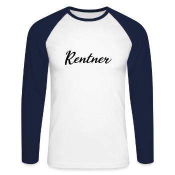 Rentner - Unisex Baseballshirt langarm - Weiß/Navy - Vorne - Nik (191cm)