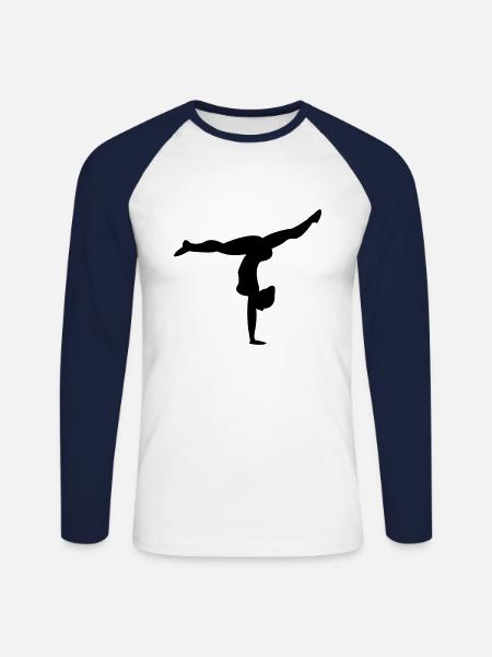 Gymnastique - T-shirt baseball manches longues Homme - blanc/marine