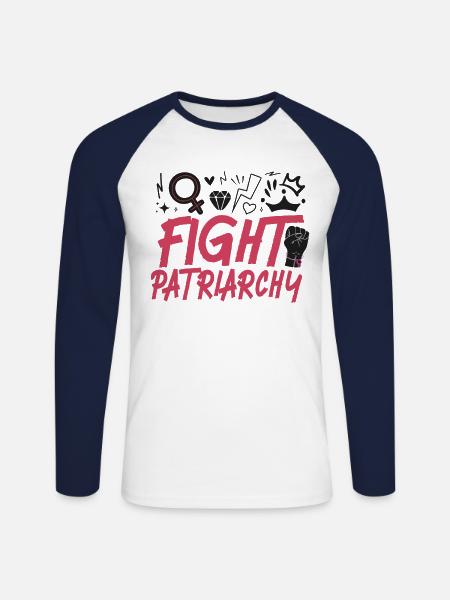 Feminist Fight Patriarchy - Unisex Long Sleeve Baseball T-Shirt - white/navy