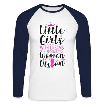 Feminist Little Girls With Dreams - Unisex Long Sleeve Baseball T-Shirt - white/navy - Front - Nik (191cm)