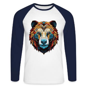 Polar Bear Portrait Polar Bear - Unisex Long Sleeve Baseball T-Shirt - white/navy - Front - Nik (191cm)