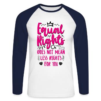 Feminist Equal Rights For Others - Unisex Baseballshirt langarm - Weiß/Navy - Vorne - Nik (191cm)