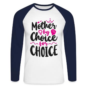 Mère féministe par choix pour - T-shirt baseball manches longues Homme - blanc/marine - Devant - Nik (191cm)