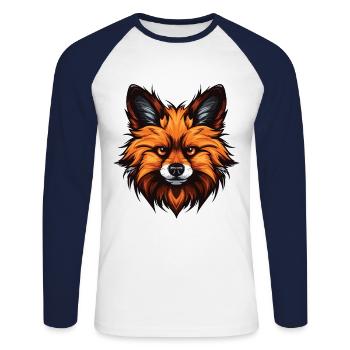 Pomeranian Dog Portrait - Unisex Long Sleeve Baseball T-Shirt - white/navy - Front - Nik (191cm)