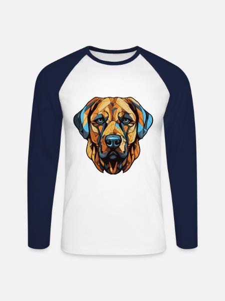 Kangal Dog Portrait - Unisex Long Sleeve Baseball T-Shirt - white/navy