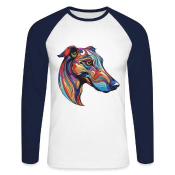 Greyhound Dog Portrait - Unisex Long Sleeve Baseball T-Shirt - white/navy - Front - Nik (191cm)
