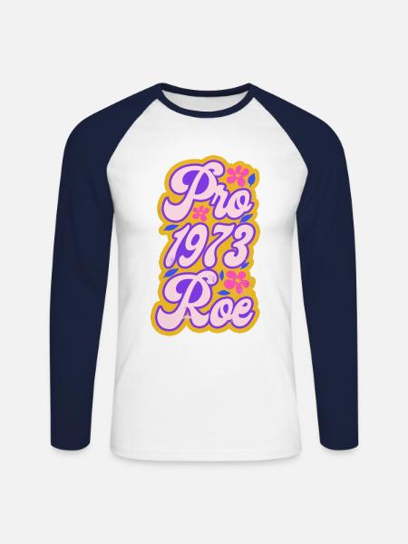 Féministe Pro 1973 Roe - T-shirt baseball manches longues Homme - blanc/marine
