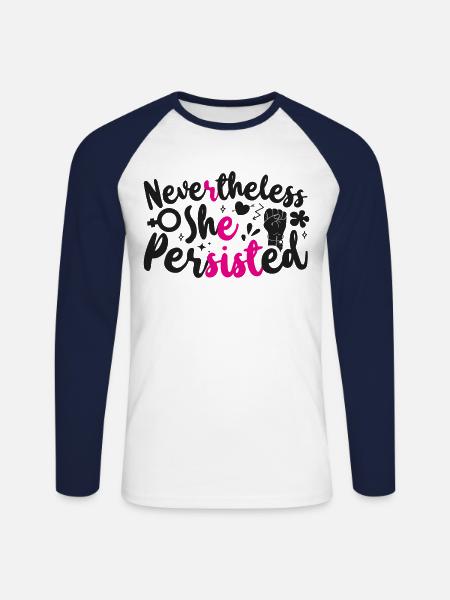 Feminist Nevertheless She - Unisex Long Sleeve Baseball T-Shirt - white/navy
