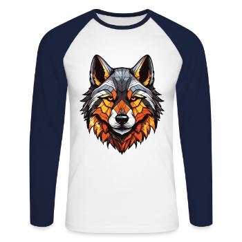 Akita Portrait de chien - T-shirt baseball manches longues Homme - blanc/marine - Devant - Nik (191cm)