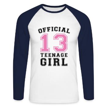 Geboren 13 Teen Jugend Jugendlich - Unisex Baseballshirt langarm - Weiß/Navy - Vorne - Nik (191cm)