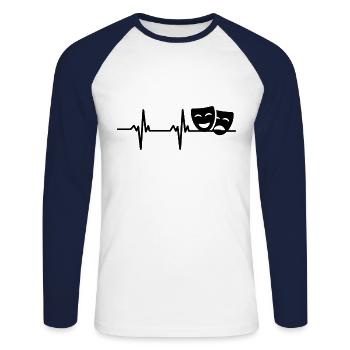 Drame Masques Théâtre Palpitations cardiaques - T-shirt baseball manches longues Homme - blanc/marine - Devant - Nik (191cm)