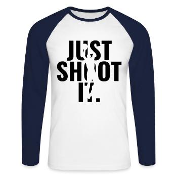 Basketball Just Shoot It Gift Idea Sports - T-shirt baseball manches longues Homme - blanc/marine - Devant - Nik (191cm)