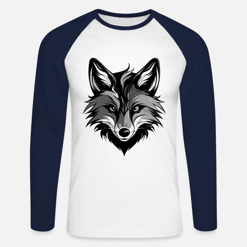 Fox Portrait - Unisex Long Sleeve Baseball T-Shirt - white/navy